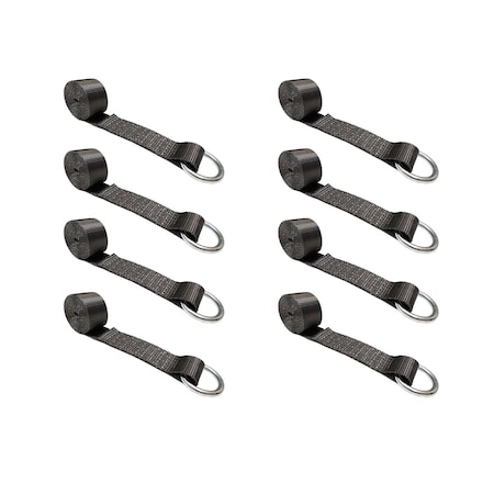 Tie 4 Safe 2" x 10' Lasso Strap w/ O Ring Auto Tie Down Wheel Lift Tow Truck Trailer Black, 8PK TWS21-510-W9-BLK-C-8